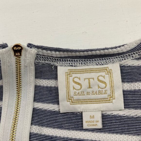 Sail To Sable Dress Women’s M Blue White Stripe Nautical Resort Preppy Tuckernuc - Picture 5 of 10